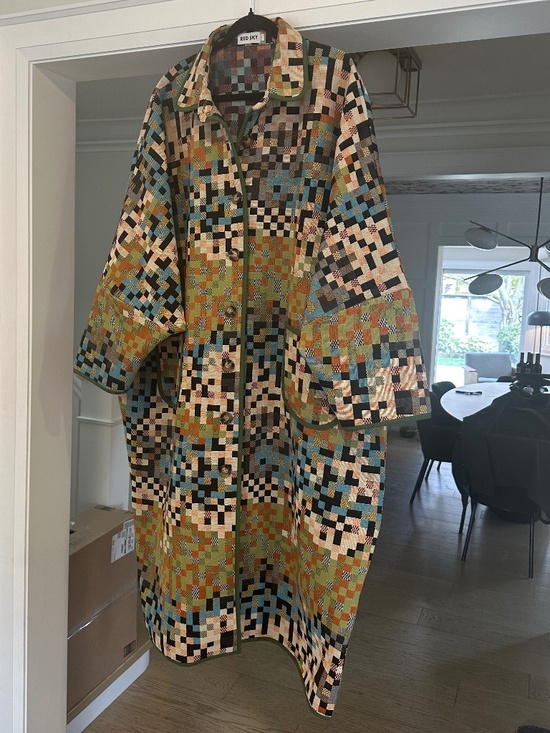 RED SKY Sought After & Sold Out Multicolour Pixel Maxi Coat - fits up to size 22 - Picture 6 of 16